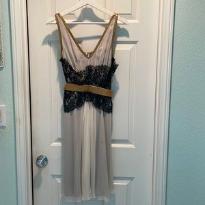 Dolce & Gabanna silk and lace w/ gold leather trim